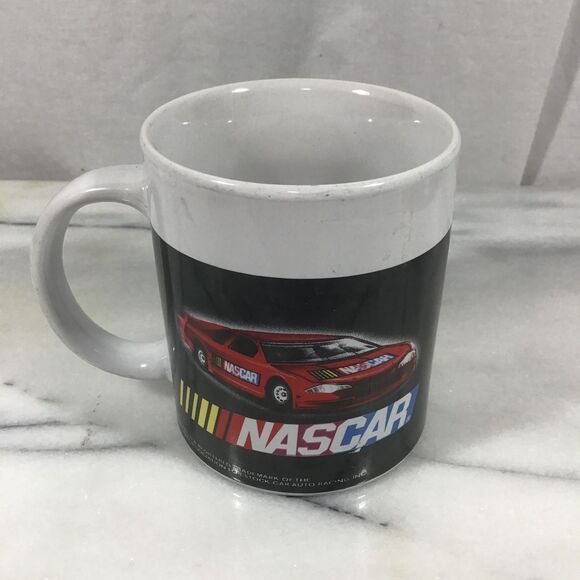 Vintage NASCAR Coffee Mug with Red Race Car Collectible Cup - Picture 1 of 3